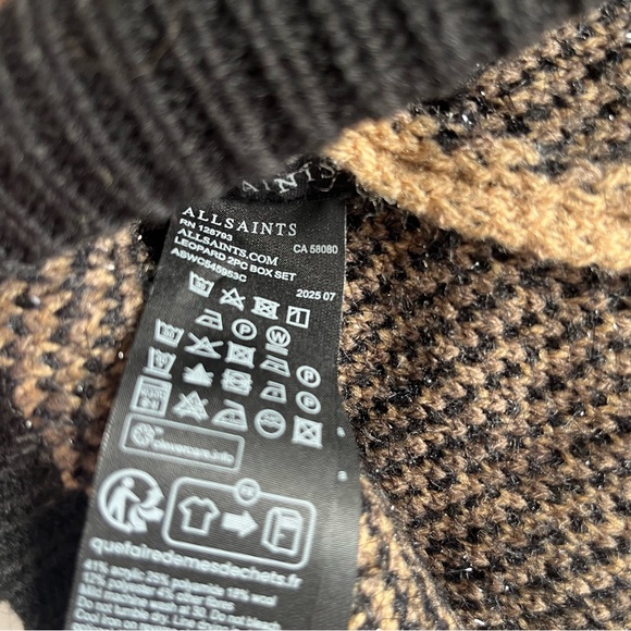 All Saints Leopard Tan and black Hat and Scarf Set - Picture 5 of 6